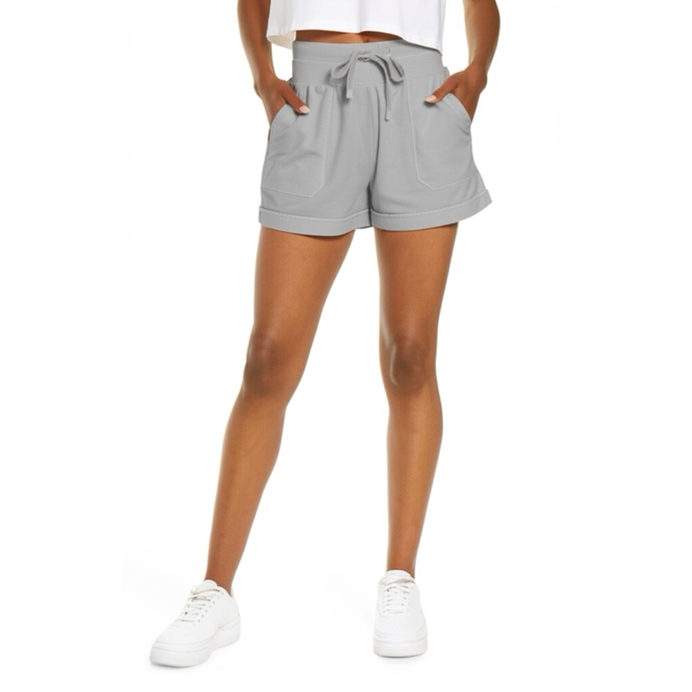 Zella Organic Cotton Shorts Cuffed Hem Drawstring XS Athleisure Granola Girl Gym - Picture 15 of 15